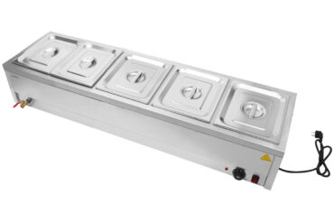 Komercija Bain Marie 5xGN1/2 konteineri un vāki ar noteces krānu | Adexa BR14045