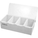 Piedevas paplāte / Piedevu dozētājs ar vāku 4 nodalījumi Nerūsējošais tērauds un plastmasa | Adexa CHB04