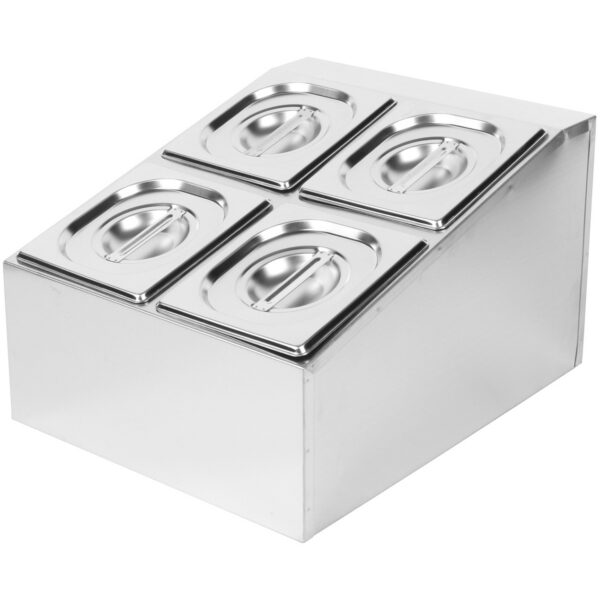 Komerciāls garšvielu turētājs, ieskaitot 4xGN1/6-100mm traukus un vākus | Adexa CHD04B