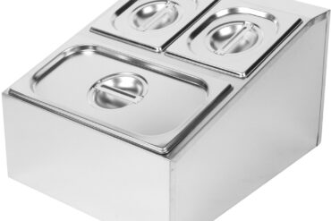 Tirdzniecības garšvielu turētājs, ietver 2xGN1/6-100 mm un 1xGN1/3-100 mm konteinerus ar vākiem Nerūsējošs tērauds | Adexa CHD04B2