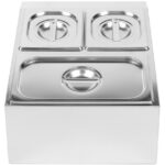 Tirdzniecības garšvielu turētājs, ietver 2xGN1/6-100 mm un 1xGN1/3-100 mm konteinerus ar vākiem Nerūsējošs tērauds | Adexa CHD04B2 - Image 3