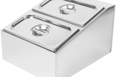 Komerciāla Garšvielu Turētāja ar 2xGN1/3-150mm tvertnēm ar vākiem Nerūsējošais tērauds | Adexa CHD04BD3