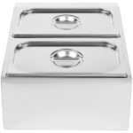 Komerciāla Garšvielu Turētāja ar 2xGN1/3-150mm tvertnēm ar vākiem Nerūsējošais tērauds | Adexa CHD04BD3 - Image 2