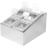 Tirdzniecības Garšvielu Turētājs, iekļaujot 4xGN1/6-100mm tvertnes un vāciņus ar eņģēm | Adexa CHD04BPCFL