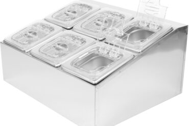 Komerciālais Garšvielu Turētājs ar 6xGN1/6-100mm traukiem un atliekamajiem vākiem | Adexa CHD06BPCFL