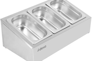 Komerciālais papildlīdzekļu turētājs, ieskaitot 3xGN1/4-100mm konteinerus ar vāku, nerūsējošs tērauds | Adexa CHE03A