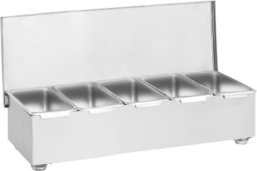 Tirdzniecības Garšvielu Turētājs ar vāku, ieskaitot 5 konteinerus Nerūsējošais tērauds | Adexa CHF05