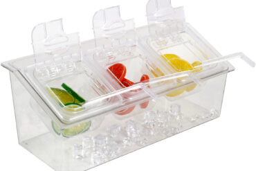 Atdzesēts garšvielu turētājs, kas ietver 3xGN1/6-100mm konteinerus ar vāku Plastmasa | Adexa CHP06B