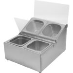 Tirdzniecības Garšvielu Turētājs, iekļaujot 4xGN1/6-100mm tvertnes un vāciņus ar eņģēm | Adexa CHRLF04B1