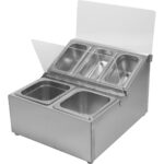 Komerciāls garšvielu turētājs, kurā ietilpst 2xGN1/6-100mm un 3xGN1/9-100mm pannas un atloka vāki | Adexa CHRLF04B2