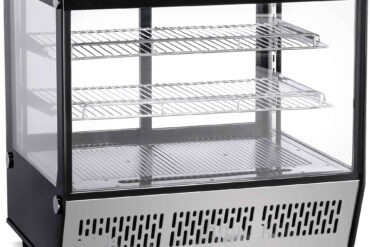 Displeja vitrīnas ledusskapis 120 litri 2 plaukti Melns un nerūsējošs tērauds Plakans priekšējais panelis | Adexa CW120