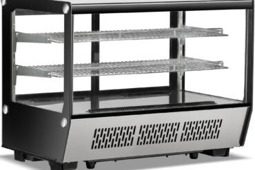 Displeja vitrīnas ledusskapis 160 litri 2 plaukti Melns un Nerūsējošais tērauds Plakans priekšpuse | Adexa CW160B