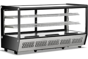 Displeja vitrīnas ledusskapis 200 litri 2 plaukti Melns un nerūsējošā tērauda Plakans priekšpuse | Adexa CW200