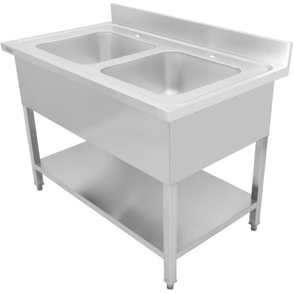 Komercsink Stainless steel 1200x700x900mm 2 bļodas Ar aizsargsienu | Adexa DSA245