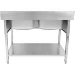 Komercsink Stainless steel 1200x700x900mm 2 bļodas Ar aizsargsienu | Adexa DSA245 - Image 3