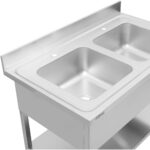 Komercsink Stainless steel 1200x700x900mm 2 bļodas Ar aizsargsienu | Adexa DSA245 - Image 2