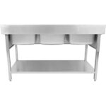 Tirdzniecības izlietne Nerūsējošais tērauds 1800x700x900mm 3 bļodas Aizmugurējā daļa | Adexa DSA345 - Image 3