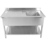 Komerciāla izlietne Nerūsējošais tērauds 1400x700x900mm 1 bļoda pa labi Ar aizsargsienu | Adexa DSA1470R - Image 5