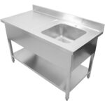 Komerciāla izlietne Nerūsējošais tērauds 1400x700x900mm 1 bļoda pa labi Ar aizsargsienu | Adexa DSA1470R