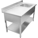 Komerciāla izlietne Nerūsējošais tērauds 1400x700x900mm 1 bļoda pa labi Ar aizsargsienu | Adexa DSA1470R - Image 2