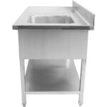 Komerciāla izlietne Nerūsējošais tērauds 1400x700x900mm 1 bļoda pa labi Ar aizsargsienu | Adexa DSA1470R - Image 6