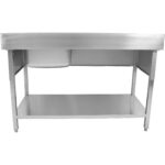 Komerciāla izlietne Nerūsējošais tērauds 1400x700x900mm 1 bļoda pa labi Ar aizsargsienu | Adexa DSA1470R - Image 4