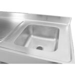 Komerciāla izlietne Nerūsējošais tērauds 1400x700x900mm 1 bļoda pa labi Ar aizsargsienu | Adexa DSA1470R - Image 3