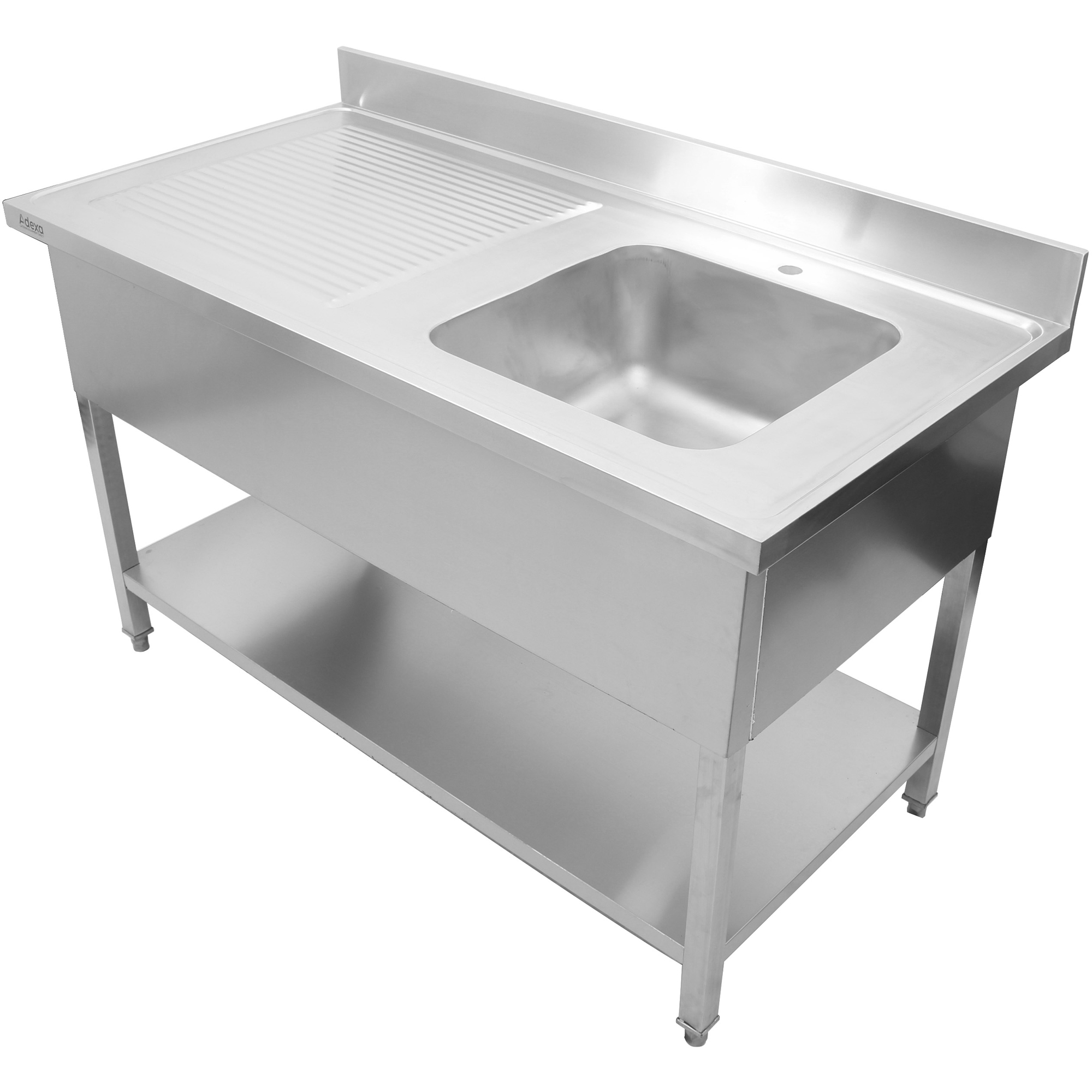 Komerciāla izlietne Nerūsējošais tērauds 1600x700x900mm 1 bļoda pa labi Aizsargsiena | Adexa DSA1670R Komerciāla izlietne Nerūsējošais tērauds 1400x700x900mm 1 bļoda pa labi Ar aizsargsienu | Adexa DSA1470R - Image 1