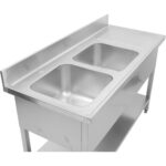 Komercijas Divkāršā izlietne Nerūsējošais tērauds 1800x600x950mm 2 bļodas pa kreisi Aizmugurējais panelis | Adexa DSD1860L - Image 6