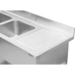 Komercijas Divkāršā izlietne Nerūsējošais tērauds 1800x600x950mm 2 bļodas pa kreisi Aizmugurējais panelis | Adexa DSD1860L - Image 5