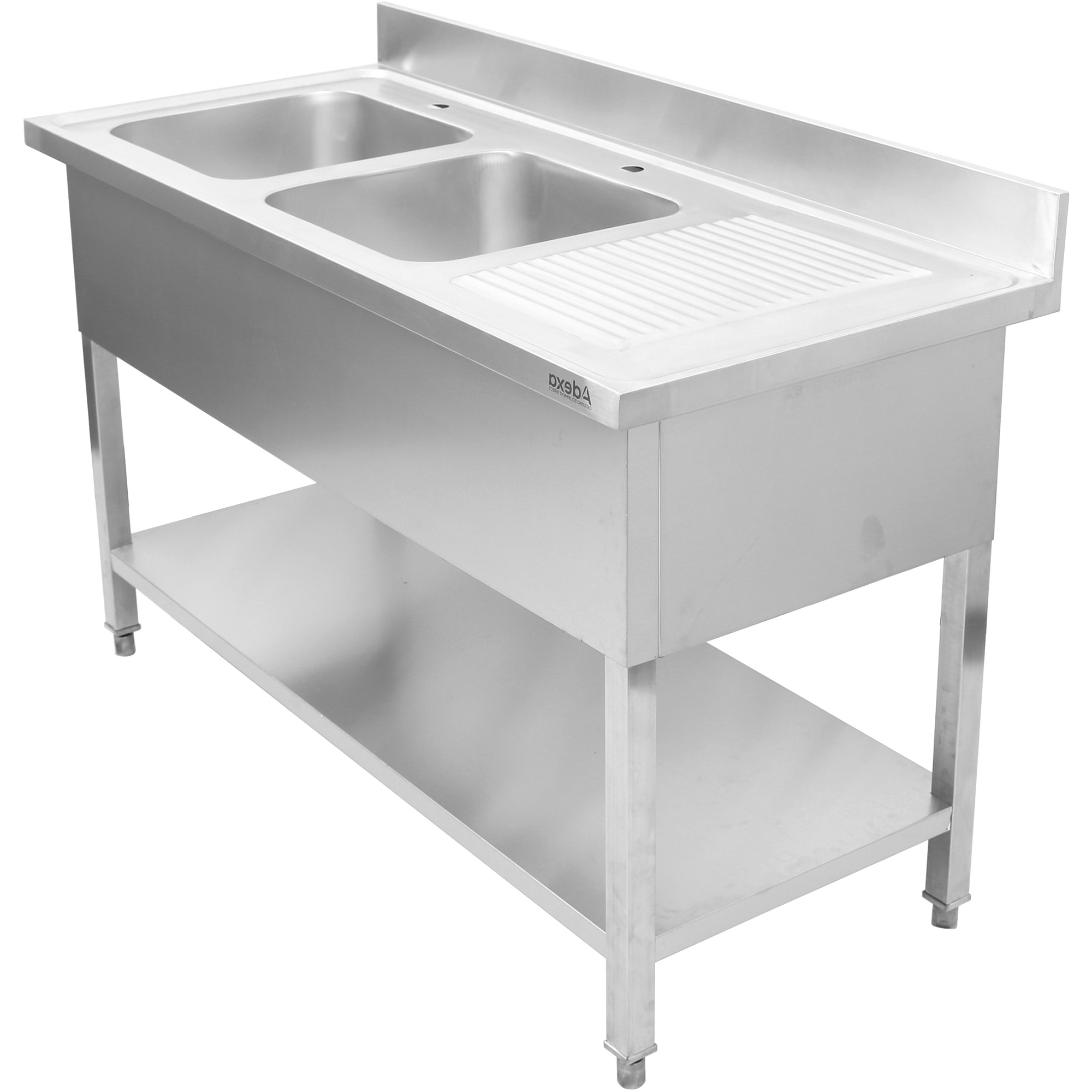 B KVALITĀTES Komerciāls Dubultais Izlietņu Komplekts Nerūsējošs tērauds 1800x700x950mm 2 bļodas pa kreisi Aizsargsiena | Adexa DSD1870L Komercijas Divkāršā izlietne Nerūsējošais tērauds 1800x600x950mm 2 bļodas pa kreisi Aizmugurējais panelis | Adexa DSD1860L - Image 1