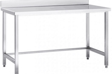 Premium komerciālais darba galds no nerūsējošā tērauda bez apakšējās plaukta ar atbalsta malu 1000x600x965mm | Adexa DW10060