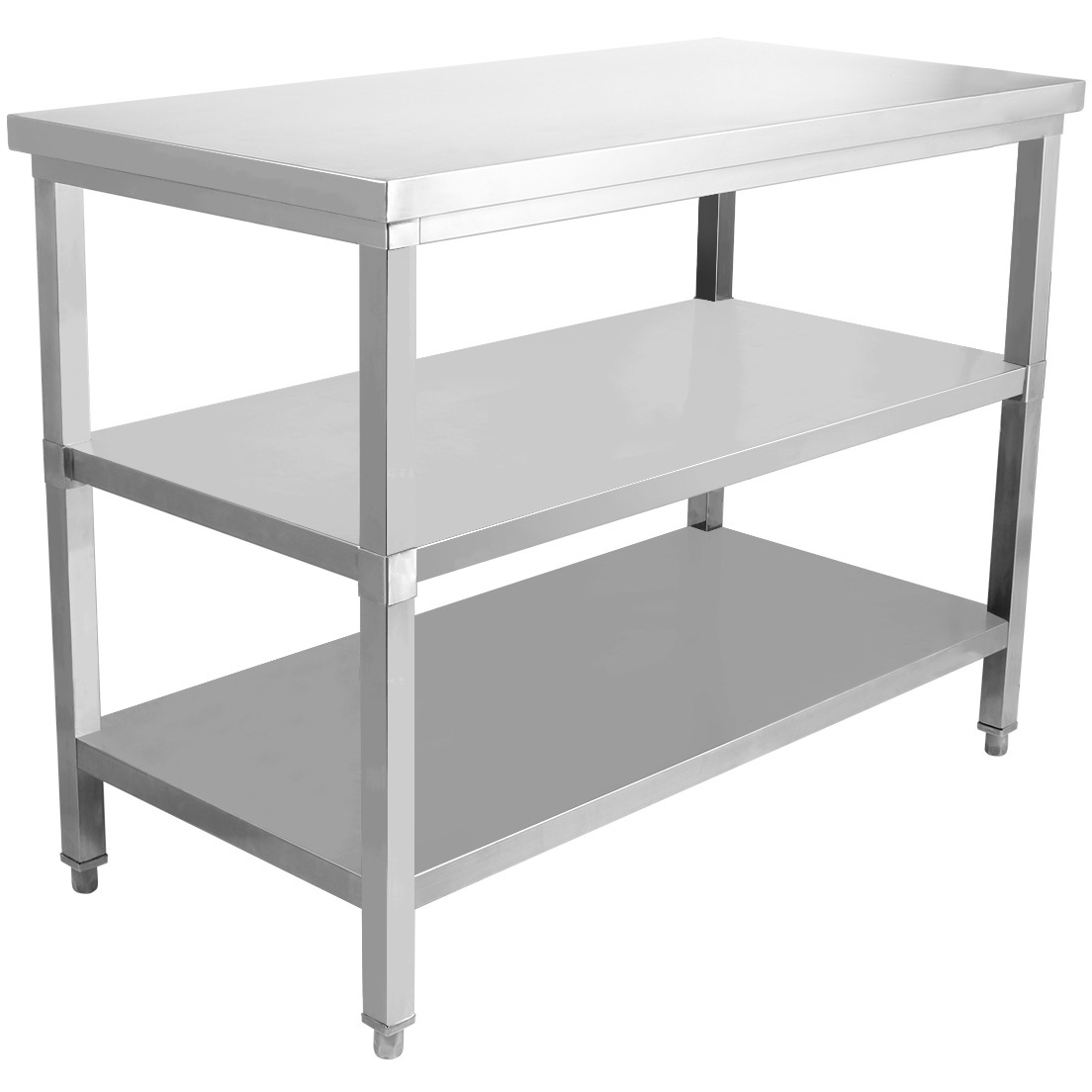 Komercdarbības darba galds Nerūsējošais tērauds 3 līmeņi Kvadrātveida kājas 1200x700x900mm | Adexa DW3T12070 Darba galds komerciālai lietošanai Nerūsējošais tērauds 3 līmeņi Kvadrātu kājas 1400x700x900mm | Adexa DW3T14070 - Image 1