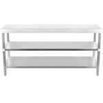 Komercdarbam nerūsējošā tērauda galds 3 līmeņi Kārtais kājas 2200x700x900mm | Adexa DW3T22070