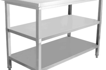 Komerciāls darba galds Nerūsējošais tērauds 3 līmeņi Aile fons Kvadrātveida kājas 1400x700x900mm | Adexa DW3T14070B