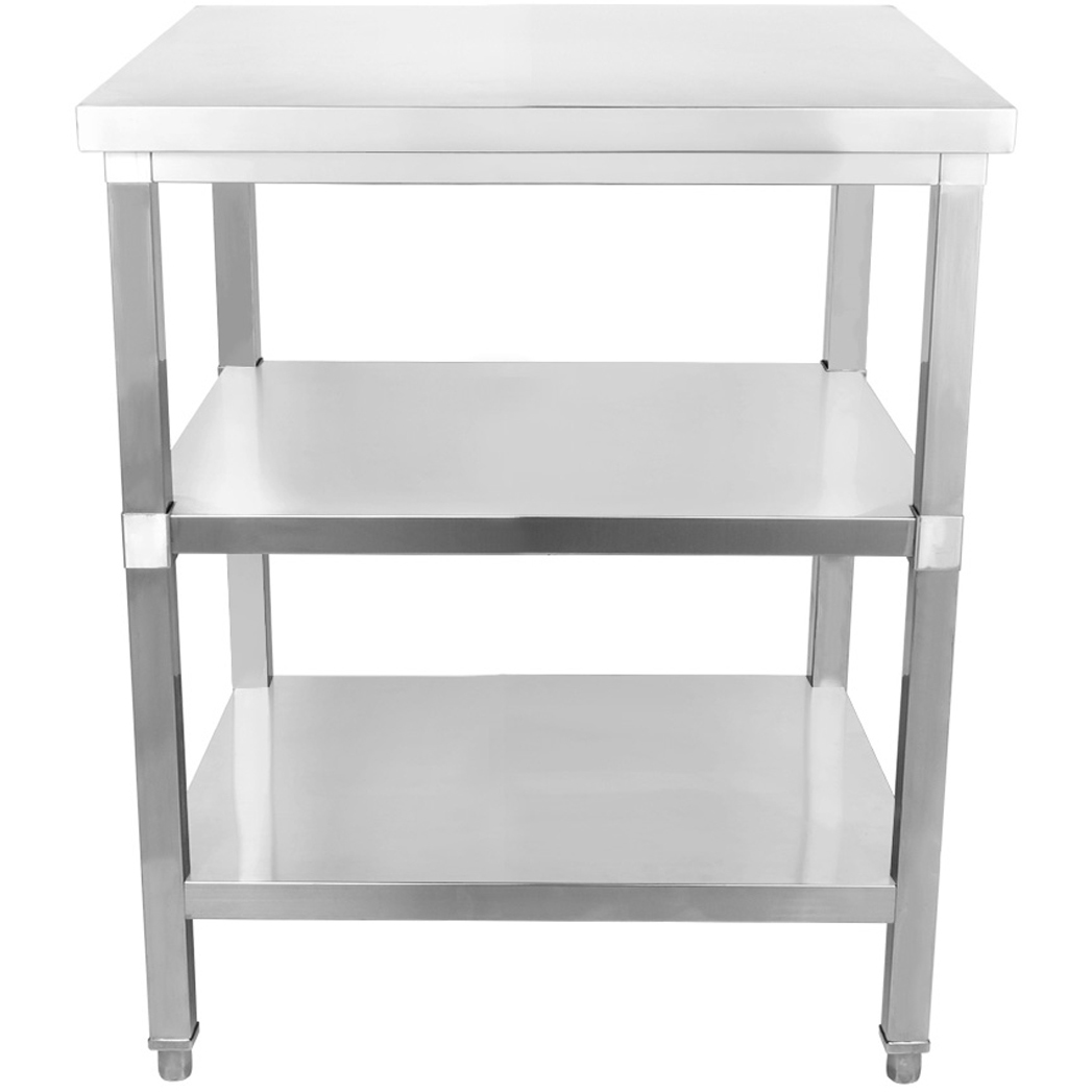 Komercdarba galds Nerūsējošais tērauds 3 līmeņi Kvadrātveida kājas 700x700x900mm | Adexa DW3T7070 Komercdarba galds Nerūsējošais tērauds 3 līmeņi Kvadrātveida kājas 800x600x900mm | Adexa DW3T8060 - Image 1