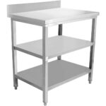 Komercdarba galds Nerūsējošais tērauds 3 līmeņi Aizmugures panelis Kvadrātveida kājas 800x700x900mm | Adexa DW3T8070B