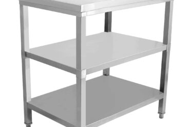 Komercdarba galds Nerūsējošais tērauds 3 līmeņi Aizmugures panelis Kvadrātveida kājas 800x700x900mm | Adexa DW3T8070B