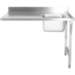 Iekraušanas galds labajā pusē 1200x650x850mm ar izlietni un aizsargpaneļu nerūsējošā tērauda | Adexa DWITA1265R - Image 2