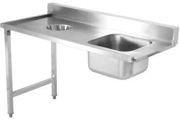 Iekraušanas galds labajā pusē 1400x650x850mm Ar izlietni Ar notekas caurumu Ar aizsargmalu Nerūsējošais tērauds | Adexa DWITC1465R