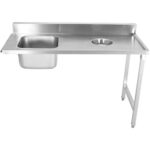 Iekraušanas galds labajā pusē 1400x650x850mm ar izlietni, atkritumu caurumu un splashback, nerūsējošais tērauds | Adexa DWITC1465L - Image 2