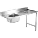 Iekraušanas galds labajā pusē 1400x650x850mm ar izlietni, atkritumu caurumu un splashback, nerūsējošais tērauds | Adexa DWITC1465L