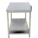 Augstākās kvalitātes komerciāls darba galds Nerūsējošais tērauds Apakšējās plaukts Aizmugures maliņa Kvadrātveida kājas 800x700x850mm | Adexa HWT80704 - Image 2