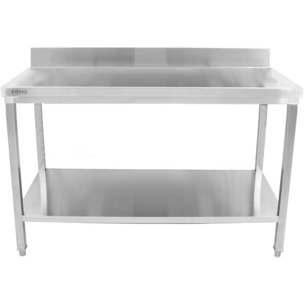 Premium kravas darbnīcas galds Nerūsējošā tērauda Apakšējais plaukts Uzloka 1200x700x900/1000mm | Adexa DWT12070