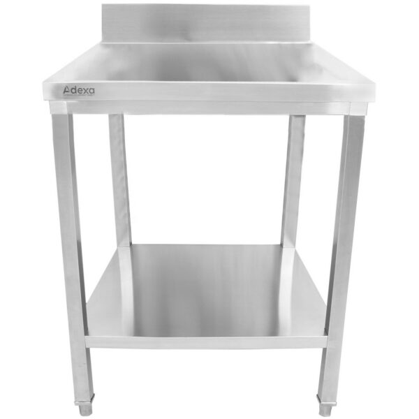 Premium Komerciālais Darba galds Nerūsējošais tērauds Apakšējais plaukts Apmale 700x700x900/1000mm | Adexa DWT7070