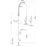 Iepriekšējas skalošanas izsmidzinātājs ar grozāmu jaucējkrānu Darbvirsmas montāža Viena ieeja Augstums 1000 mm Nerūsējošais tērauds | Adexa EQ2803A12 - Image 2