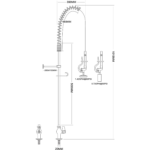Iepriekšējās skalošanas smidzināšanas iekārta Uz klāja stiprināma Viena ieplūde Augstums 1000 mm Nerūsējošais tērauds | Adexa EQ2803A - Image 2