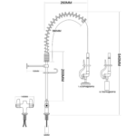Priekšmazgāšanas izsmidzināšanas ierīce Uzstādīšana uz klāja Dubulta ieplūde Augstums 600mm Nerūsējošais tērauds | Adexa EQ7801A - Image 2