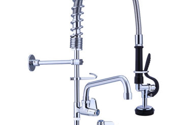 Pirms skalošanas smidzinātāja iekārta ar grozāmu jaucējkrānu Sienas stiprinājums Dubultā ieplūde Augstums 600mm Nerūsējošais tērauds | Adexa EQ7802A08