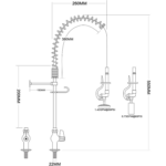 Priekšmazgāšanas smidzināšanas ierīce uz klāja, Viena ieeja, Augstums 600mm, Nerūsējošs tērauds | Adexa EQ7803A - Image 2